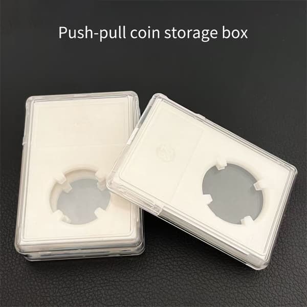 10 öppna myntsamlingsbrickor i transparent plast