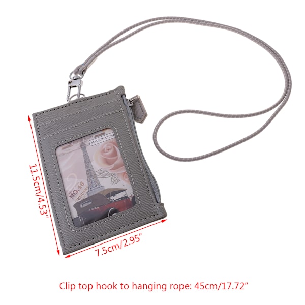 Kvinnor Visitkortshållare Plånbok Herr PU Läder ID-kort Hållare för Case Neck Black