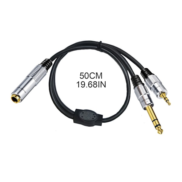 6,35 mm 1/4 tum Mono Jack Splitter Kabel Adapter Ledningskontakt till 3,5 mm hane + 6,35 mm hane Y Spiltter ljudkabel