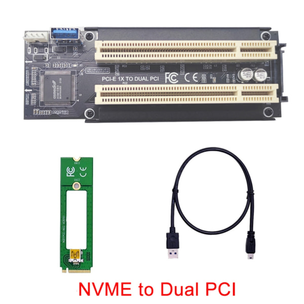 Tehokas NVME/Mini PCIE/PCI-Express X1 - Dual PCI Risers Card -sovitin