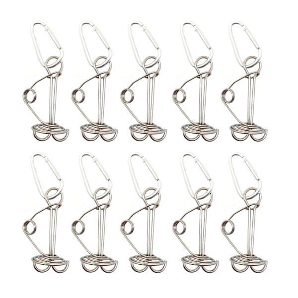 Deck Anchors Peg with Spring Buckle, Portable Stainless Steel Octopus Deck Peg 10 pack Silver D shaped roun