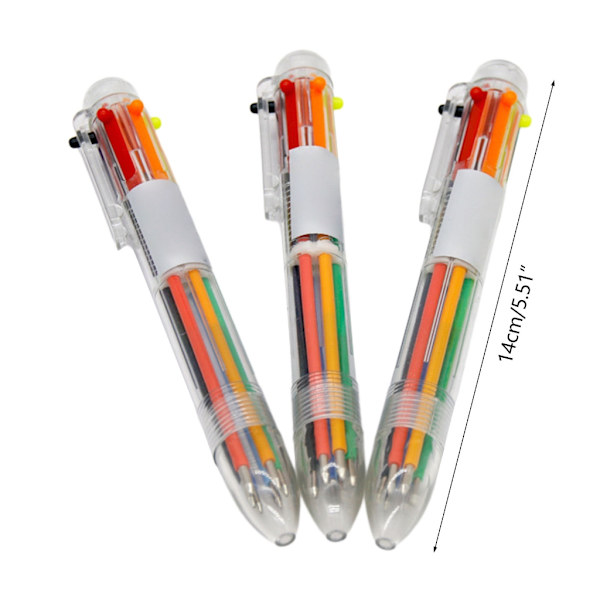 6 stk 6 farger Shuttle Pen 6-i-1 uttrekkbar kulepenn 0,5 mm flerfarget penn