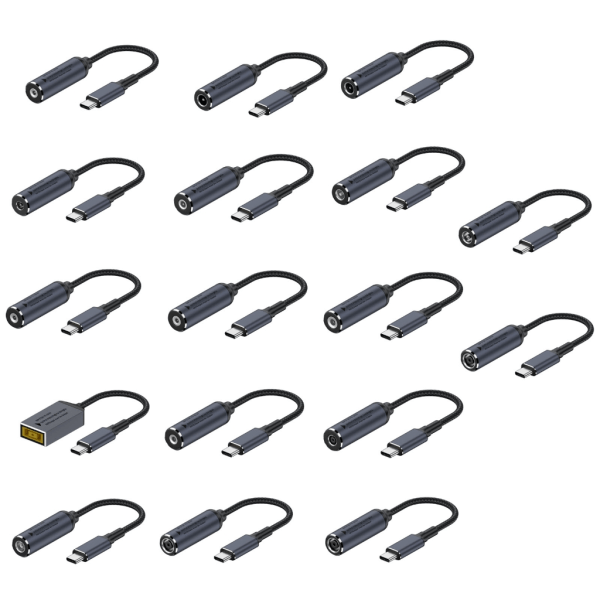 100 W Typ C USB-C hane till DC5,5x2,1 mm 5,5x2,5 mm 2,5x0,7 mm 3,0x1,1 mm 3,5x1,35 mm 4,0x1,35 mm power hona 3.5x1.35mm