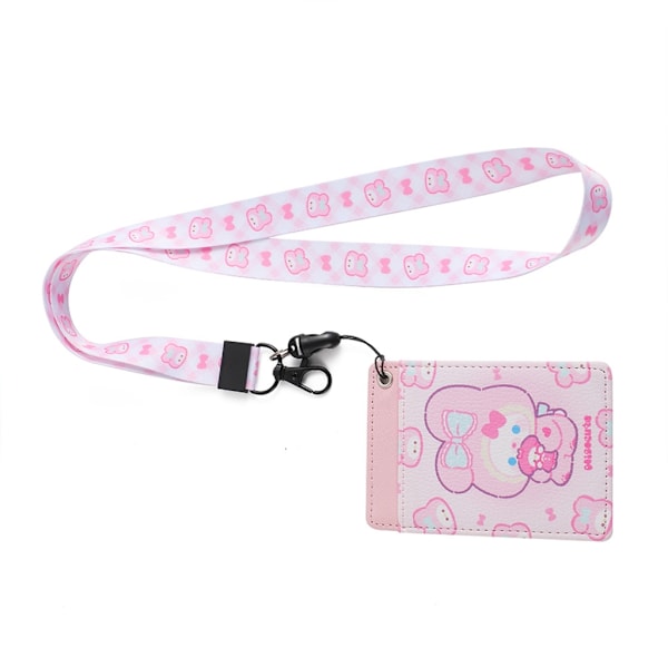 Bärbar korthållare Lanyard Neck Card organiserat för resor och shopping Pink
