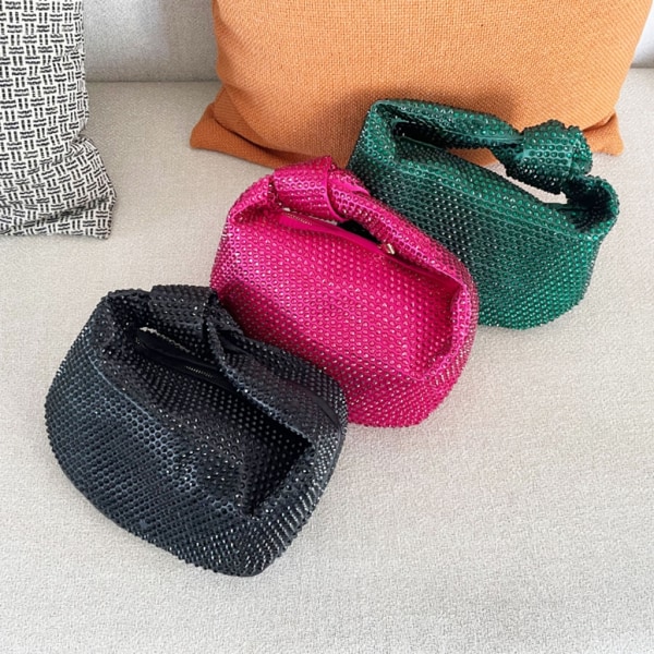 Återanvändbar lyxhandväska Kvinnor Mini Knotted Wrist Bag Tote Dinner Evening Bag Green