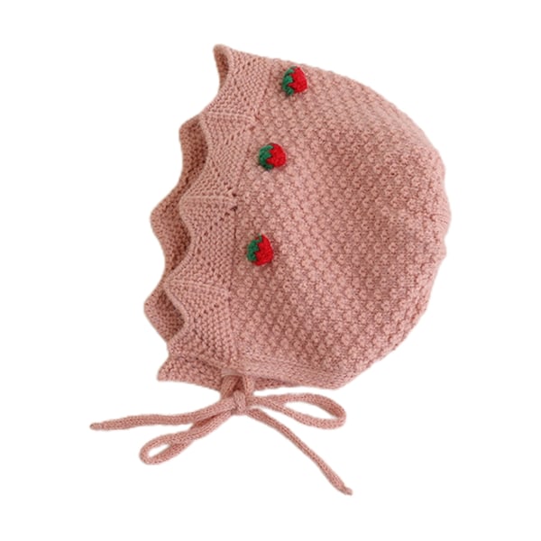 Söt snygg stickad baby med justerbar slips Bekväma och trendiga huvudbonader Perfekt för småbarn i alla cap present Pink