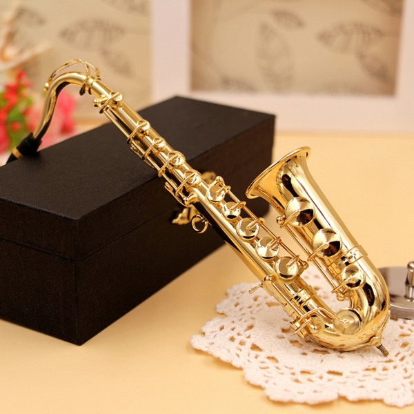 Miniatyr Saxofon Modell Miniatyr Sax Modell Musikaliska Dekorativa Prydnader 19cm