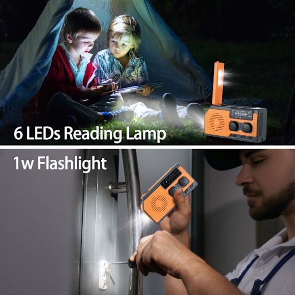 Nödradio NOAA Solcellsdriven Handvev 5000mah Telefonladdning SoS-larm
