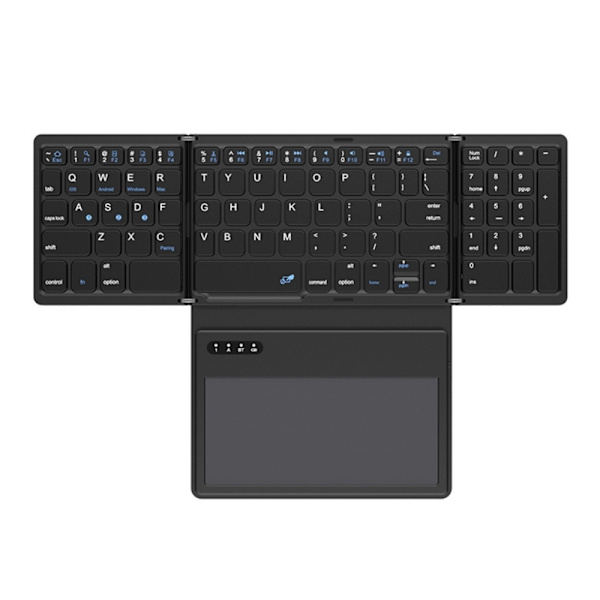 Sammenleggbart tastatur Trådløst bærbart Bluetooth-kompatibelt tastatur med berøringsflate-lommestørrelse Oppladbart reisetastatur