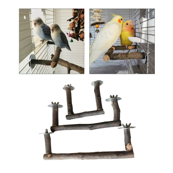 Fågel sittpinnar Naturträ Stativ U-formad Bar Cage Toy för Cockatiels Conures M