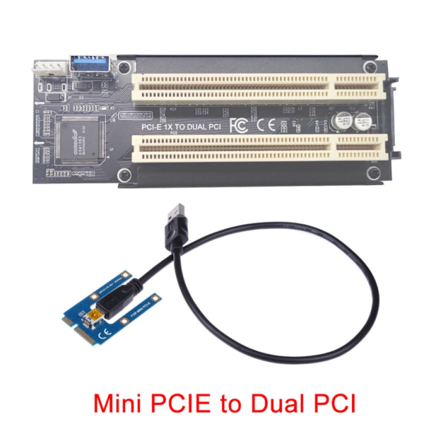 Tehokas NVME/Mini PCIE/PCI-Express X1 - Dual PCI Risers Card -sovitin