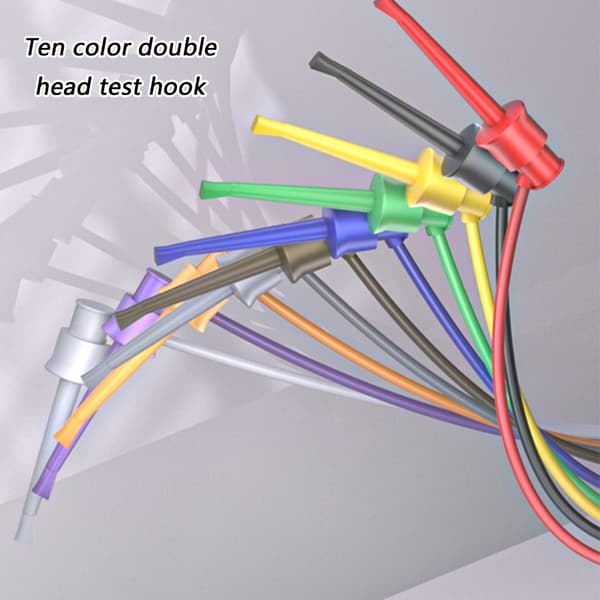 Flerfarget elektrisk testkabel kobberkrok PVC-belagt 1 meter dobbelthode
