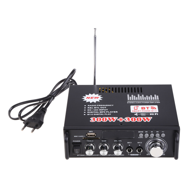 Digital stereoljudförstärkare 600W Audio Power Bilförstärkare Hemma Bil Bas Diskant Volymkontroll Förstärkare Subwoofer