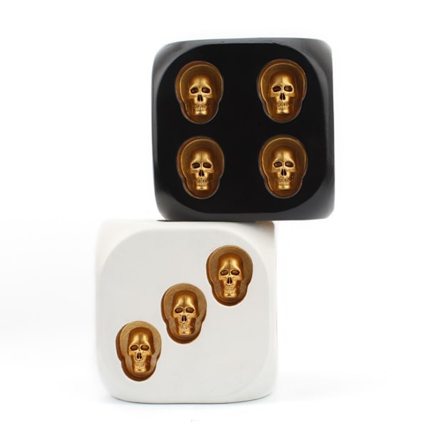 Mini Skull Dice Halloween Skeleton Dice Mini Skull Face Game Dice Props Black gold