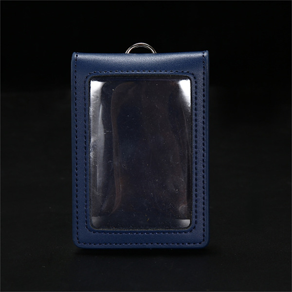 Læder ID'er Badge Holder Arbejdskort Sleeve Clear Window Card Protector Pouch Black