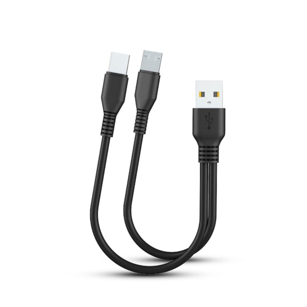 2 i 1 Micro USB C-kabel för Android-kablar Snabbladdning Laddningskabel Tablettelefon Laddningssladd 2 i 1 Dual för huvudkabel Black 1m