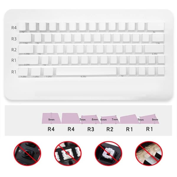 64 stk. PBT Blank Keycap Original Profil Gaming Keycap DIY Key Button Keycap