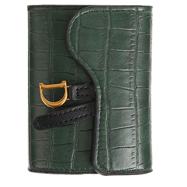 Kontanthållare Kvinna Flicka Kort typ Myntväska Clutch Alligator Texture Wallet Dark green