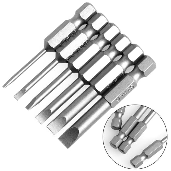 6-pack 50mm 2,0-6,0mm Platta Spårspets Skruvmejselbitar