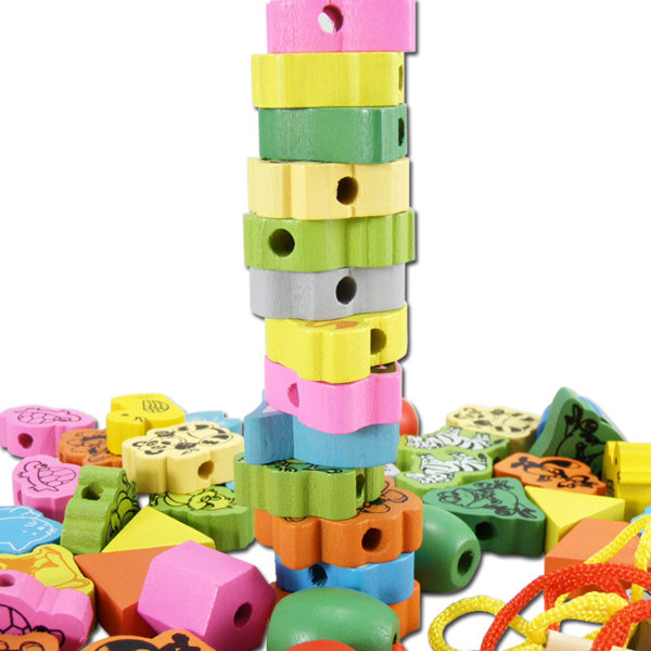 Montessori Educational Threading Beads Set Toddler Barn Förskoleaktiviteter leksak null - 24 fruit shapes