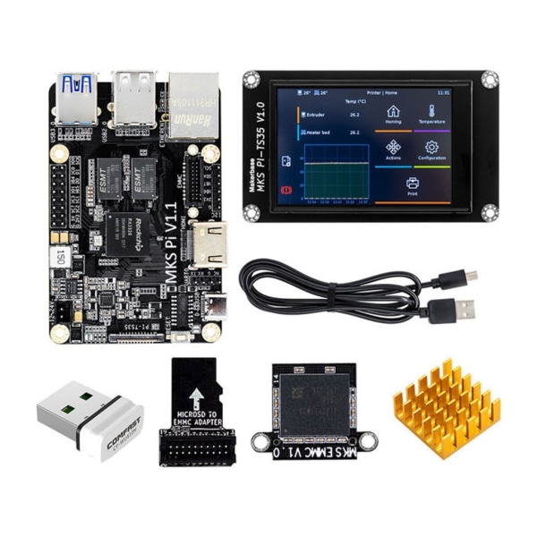 MKS PI V1.1 Kontrollkort 3D-skrivarkontroller 64-bitars fyrkärnig Cortex-A53 PI-TS35 Display Klipper-skärm för Voron