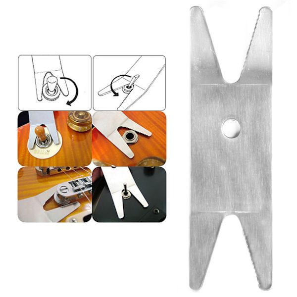 Guitar Bas Multiværktøj Nøgle Skruenøgle Rustfrit Stål Guitar Switch Pegs