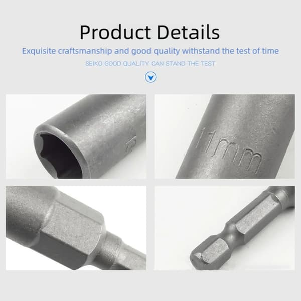 5,5-19 mm Sokkeladapter Borbit Muttertrekker Sett 1/4 tommers Heksagonal Muttertrekker