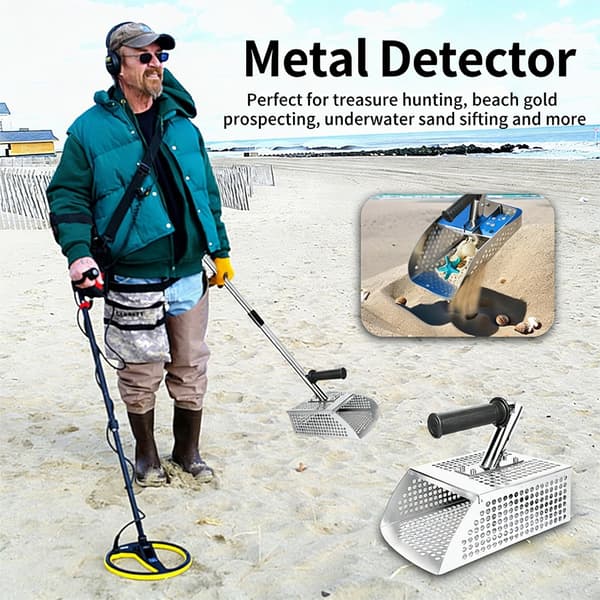 Rustfrit metaldetektor sandværktøj med effektivt sigtedesign