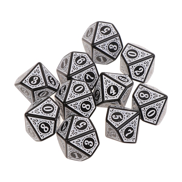 10 stk 10-sidet terning D10 polyhedral terning for spill RPG MTG terningsett Yellow