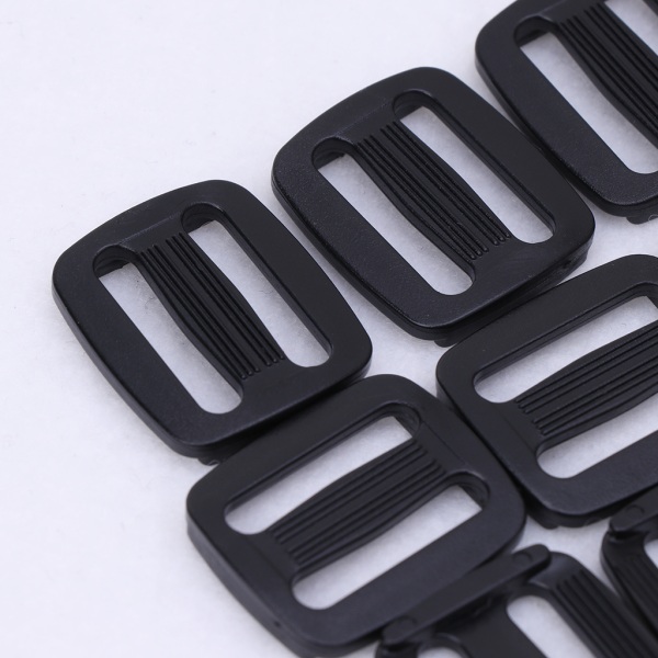20 st Plast Black Curve Tri-Glide Slider Justerbart Spänne För Väskor Webbing 25mm