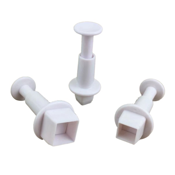 3 stk/sett Plast Firkantet Stempel Fondant Dekorere Sugar Craft Mold Cutter