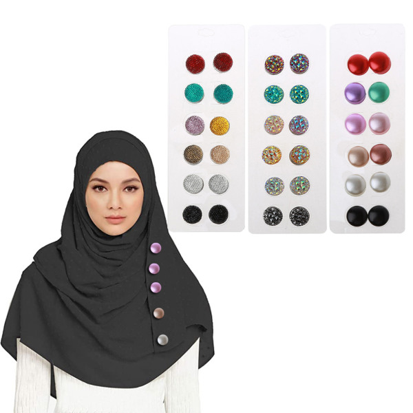 12 delar Magnet Scarf Spänne Krageklämmor Muslimska hijabnålar Broscher för flera användningsområden null - B