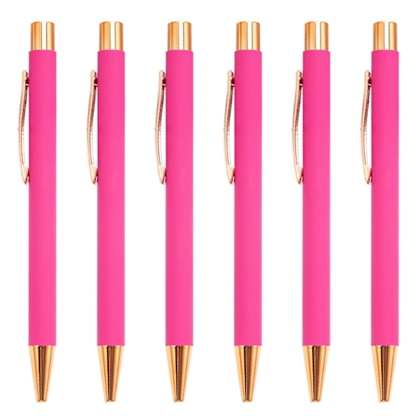 6x/ Set kirjoituskynä Sisäänvedettävä kuulakärkikynä Metallinen rullapallokynä päiväkirjakynä Rose Red