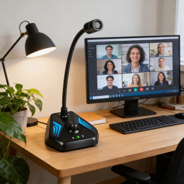 Højfølsom USB PC-mikrofon med dynamisk lys forbedrer lyden