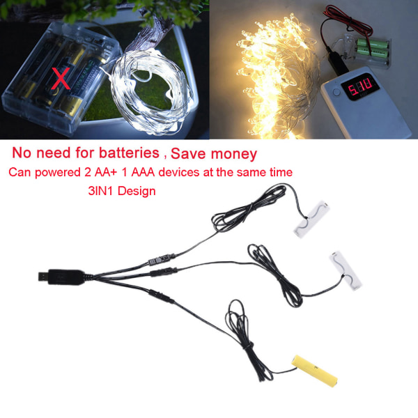 USB power 1,5V-6V 2AA+AAA Dummy-batteribyte för jul LED-ljusleksaker Bordslampa Fjärrkontrollkamera null - 4AA models