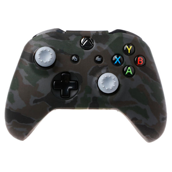 Camouflage Silikon Cover Skin for Case with Thumb Grip Cap for XB One X & One S Game Controller