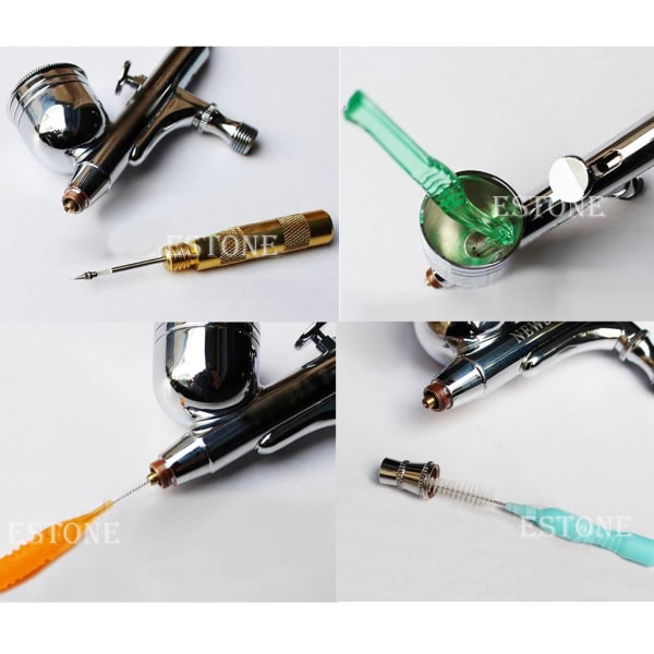 Ny Airbrush Spraypistol Munstycke Rengöring Reparationsverktyg Kit Nål & borste Set