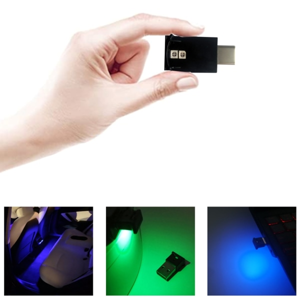 USB-C Type-C LED-interiörljus Neon Atmosphere Ambient-lampa för bil inomhus 1 set of 1