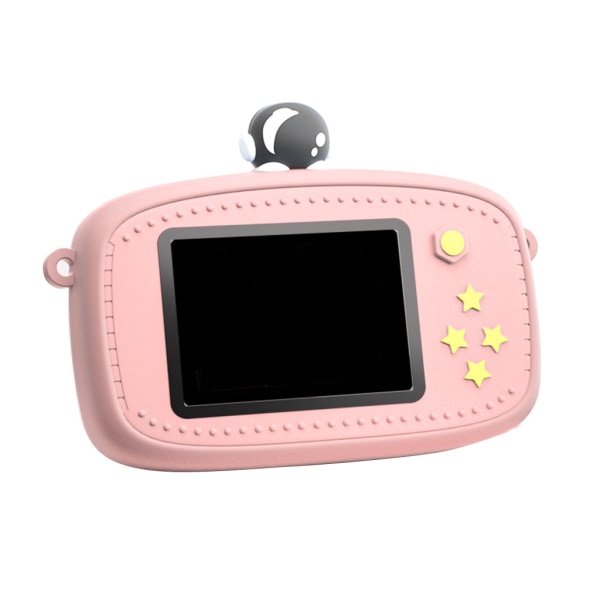 Tecknad barn Selfie Kamera Leksak Multifunktionell Mini Digital videokamera Bärbar USB laddning för barn Semesterpresenter 1080P Pink - B