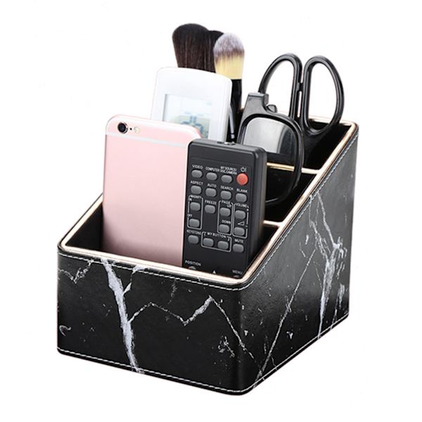 Multifunktion Marmor Læder Skrivebord Papir Organizer Blyantholder Opbevaringsboks
