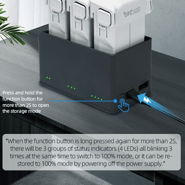 100W Intelligent Flybatteri Ladestation til Mini 3/4 Droner