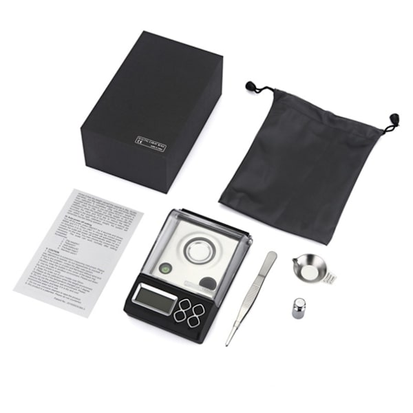 30g/0,001g Högprecision Professionell Digital Milligram Skala Mini Elektronisk Balans Pulvervåg Guld Smycken Carat