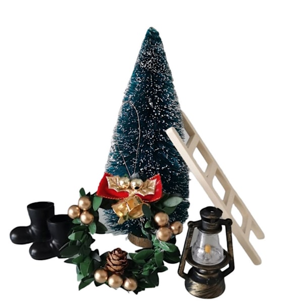 Miniatyr Wichtel set med 5 tillbehör för jultomtehusmodell