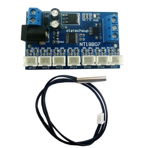 7-kanavainen RS485 NTC-mittausanturi Modbus RTU -tuella - Lämpötila-alue: -20 ℃ - +125 ℃