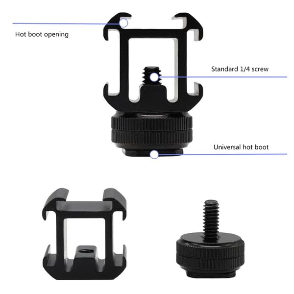 Cold Shoe Mount Adapter Kameramonteringsadapter til DSLR-kamera til LED-video