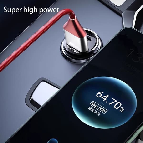 USB/Type c 100W Hurtig Biloplader Kompakt Perfekt Til Rejser og Bilture