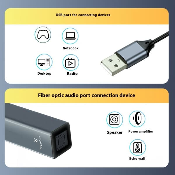 Rask installasjon USB A til SPDIF Audios Adapter for TV PC