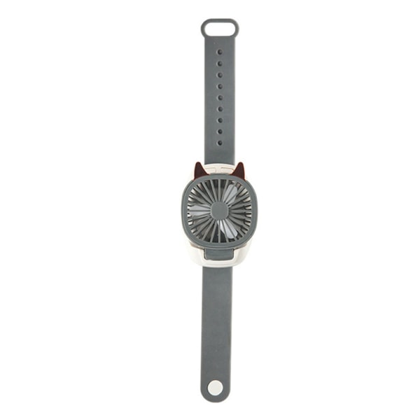 1st Färgglad Mini Watch Fläkt 5V Spänning LED Flexibel Bärbar Fläkt Tecknad USB Watch Fläkt med LED-ljus Gray