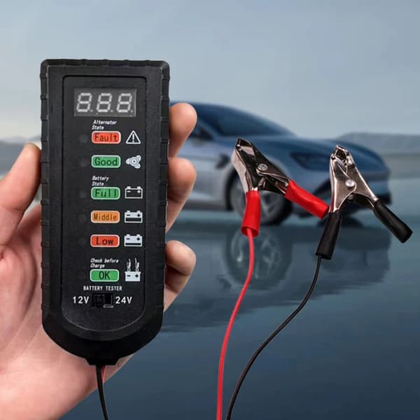 Digital batteritester for 12V 24V-systemer, lett ABS-konstruksjon