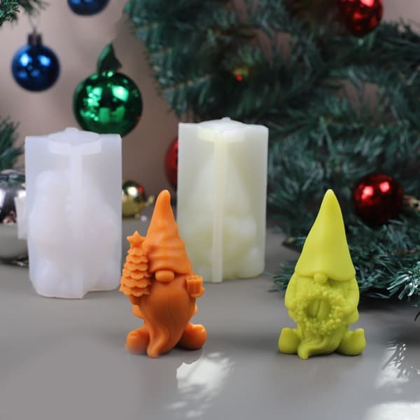 2x/sett 3D Gnome Silikonform Juleformer Santa Duftlysformer